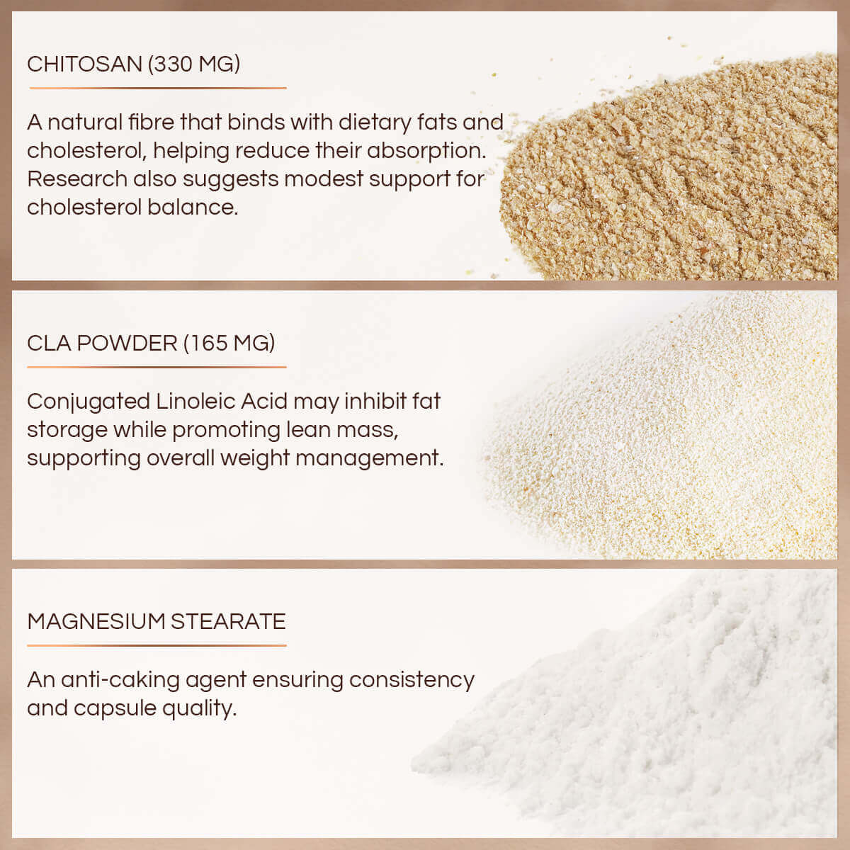 CHEAT Ingredients with their respective amounts and functions displayed on a beige background
